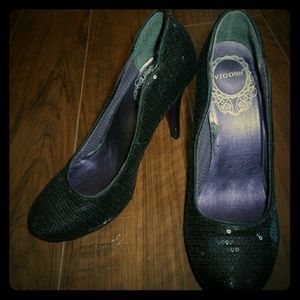 Vigoss Black Sequined Heels